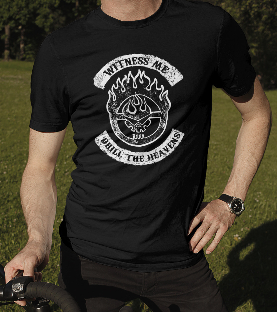 Witness Me Drill The Heavens Flame Skull T-Shirt