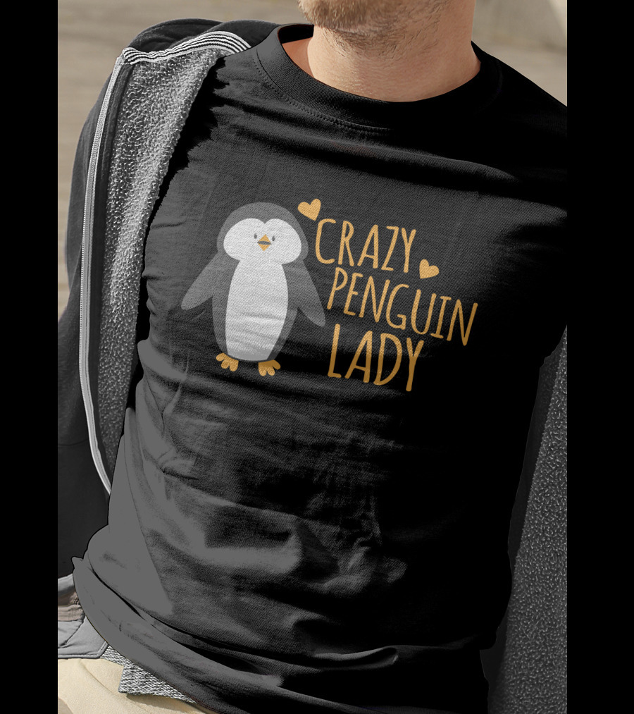 CRAZY PENGUIN LADY Cute Heart Penguin T-Shirt