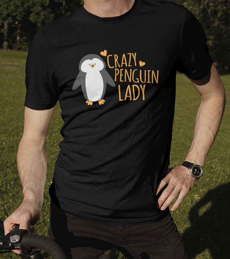CRAZY PENGUIN LADY Cute Heart Penguin T-Shirt