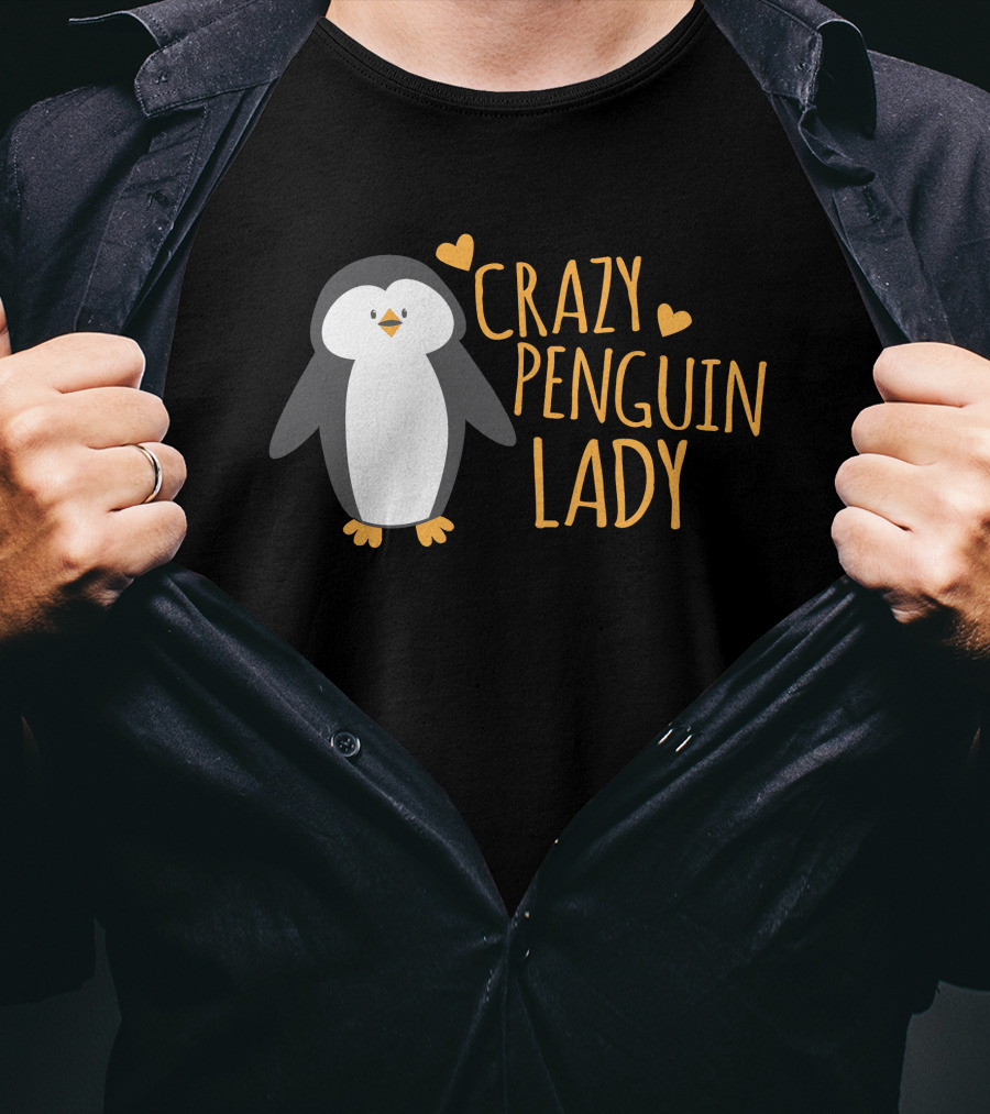 CRAZY PENGUIN LADY Cute Heart Penguin T-Shirt