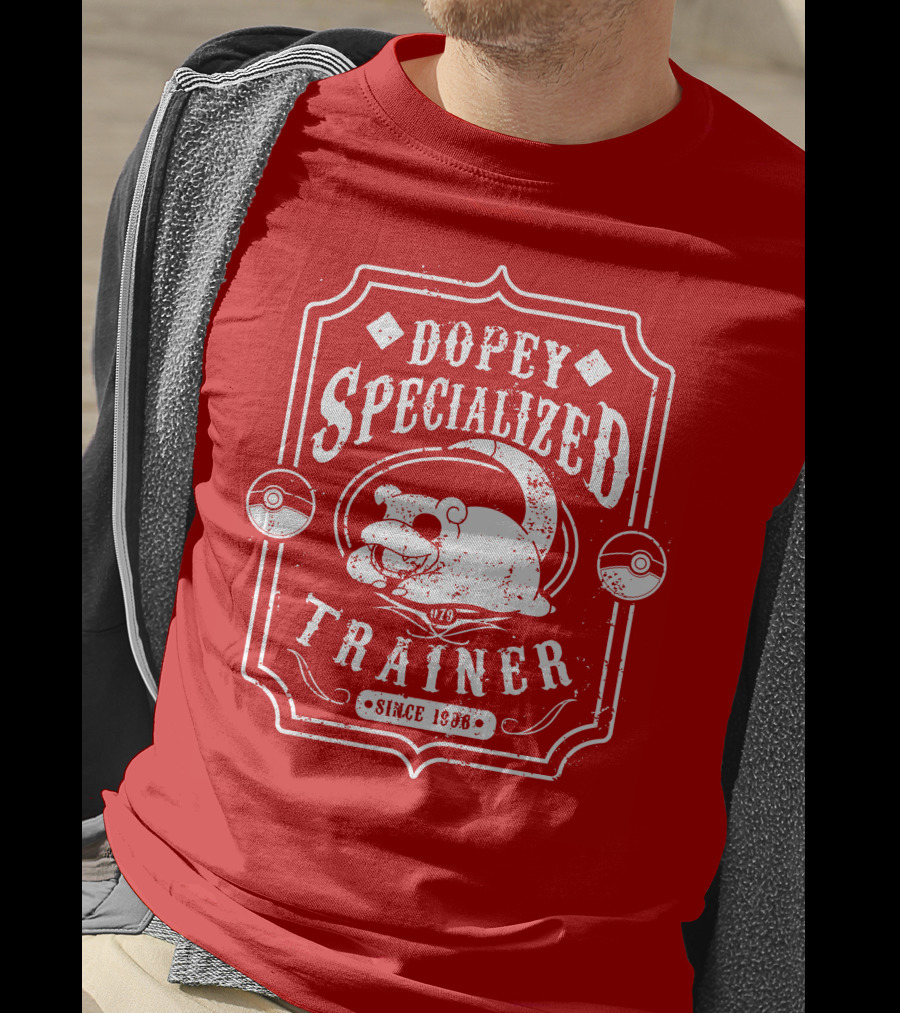 Dopey Specialized Trainer Slowpoke Since 1996 Pokéball Red Badge T-Shirt