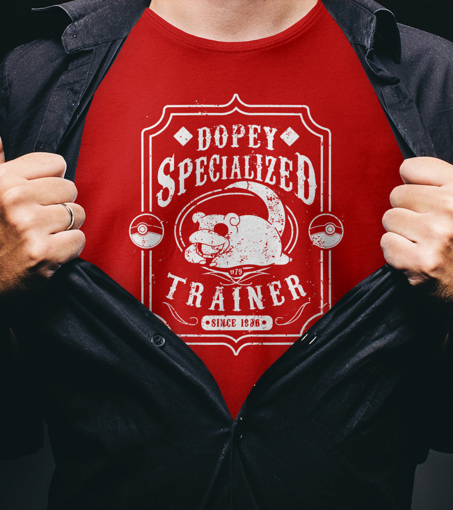 Dopey Specialized Trainer Slowpoke Since 1996 Pokéball Red Badge T-Shirt