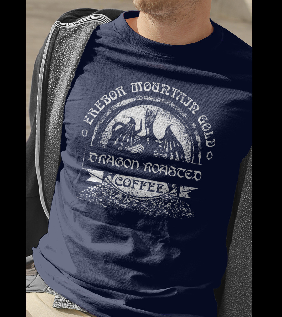 Erebor Mountain Gold Dragon Roasted Coffee T-Shirt