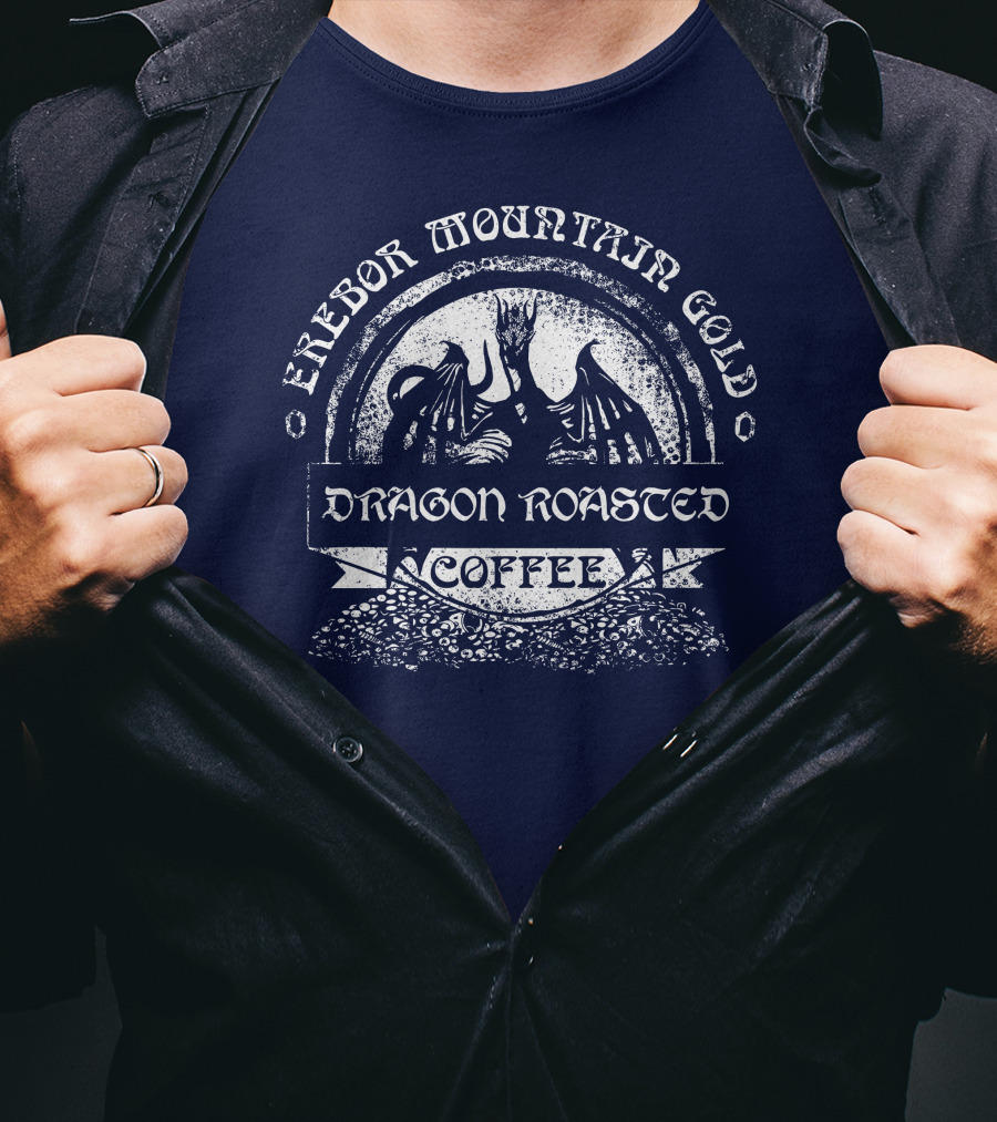 Erebor Mountain Gold Dragon Roasted Coffee T-Shirt
