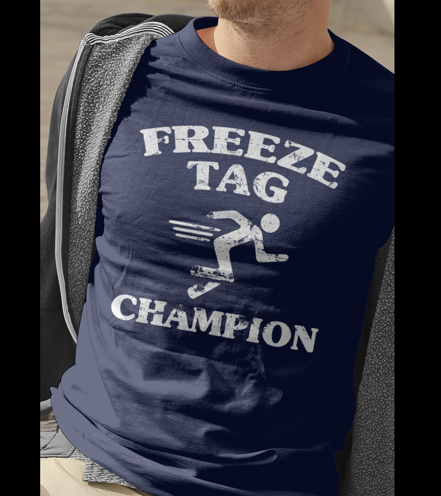 Freeze Tag Champion Retro Style Runner Vintage Text T-Shirt