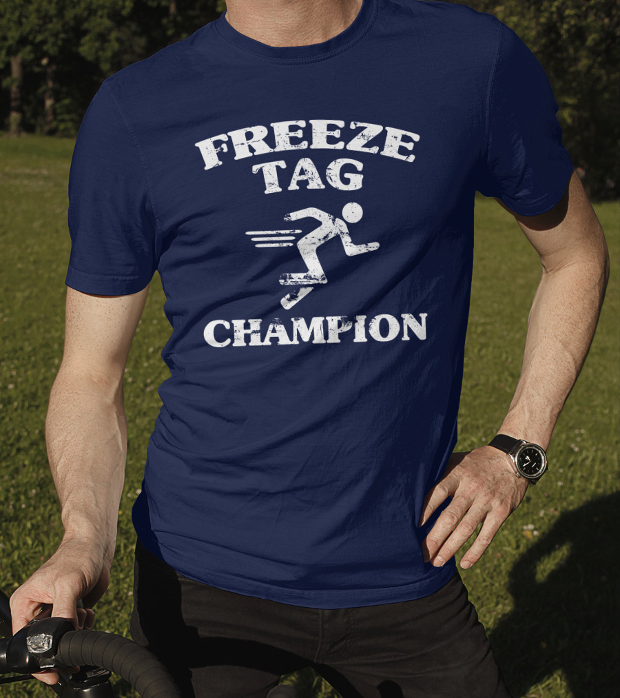 Freeze Tag Champion Retro Style Runner Vintage Text T-Shirt
