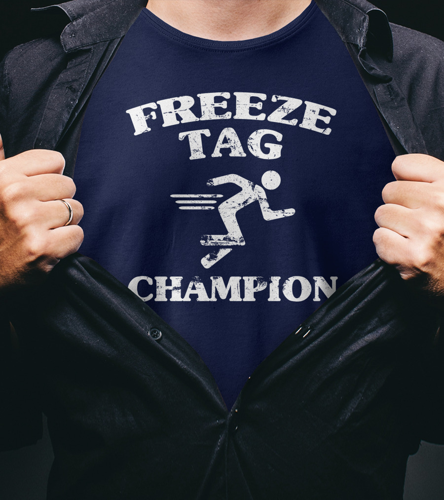 Freeze Tag Champion Retro Style Runner Vintage Text T-Shirt