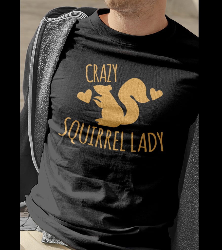 CRAZY SQUIRREL LADY Heart Symbol Yellow Squirrel T-Shirt