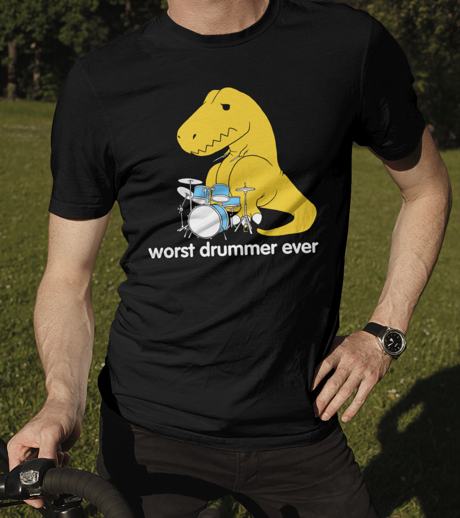 Worst Drummer Ever T-Rex With Drum Set T-Shirt