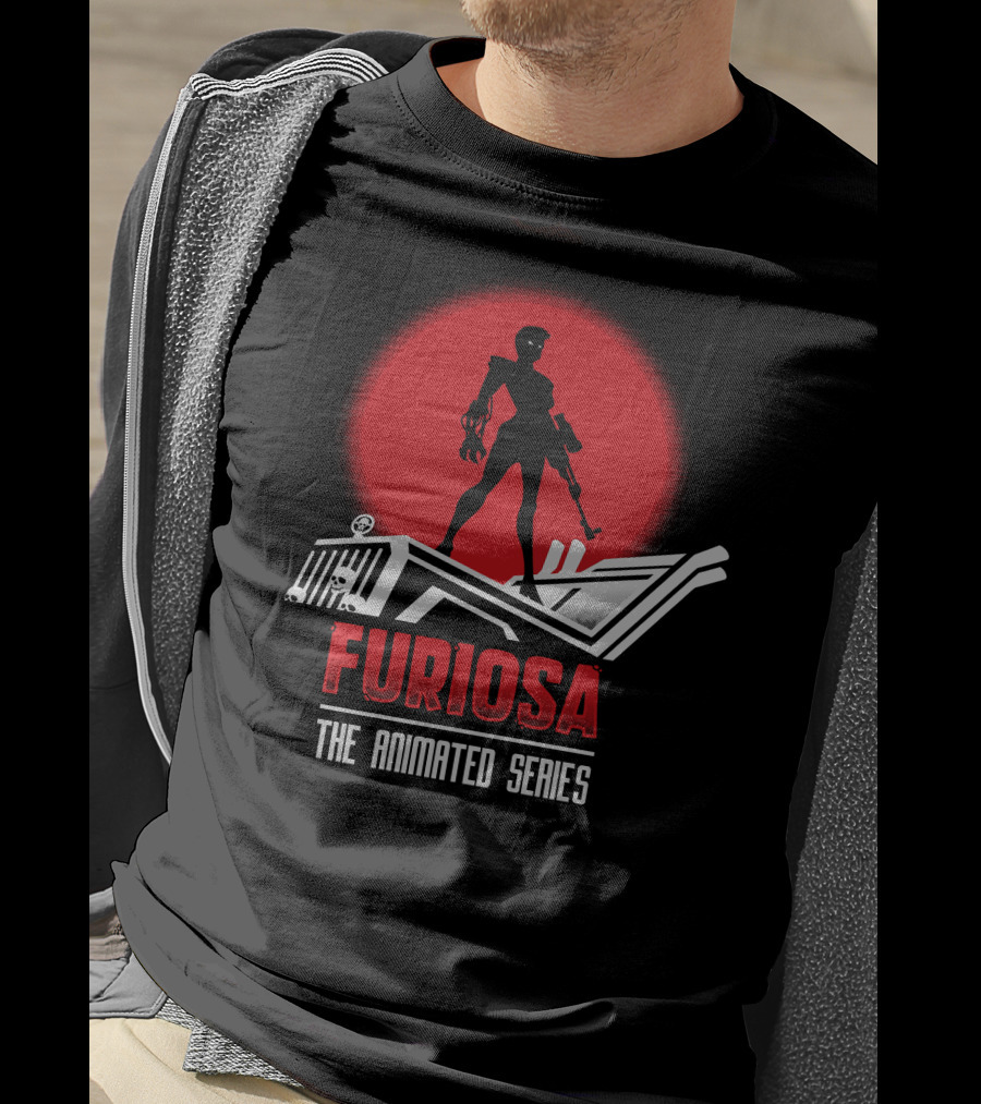 Furiosa The Animated Series Red Sun Silhouette Jeep T-Shirt