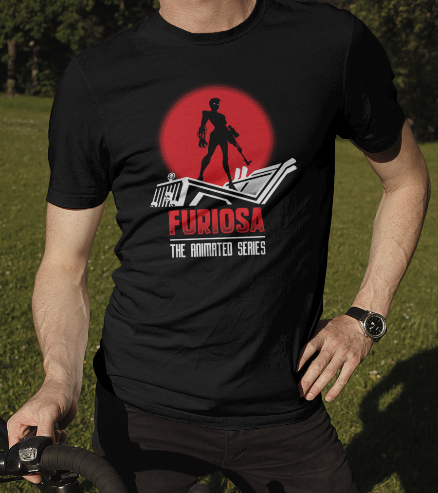 Furiosa The Animated Series Red Sun Silhouette Jeep T-Shirt