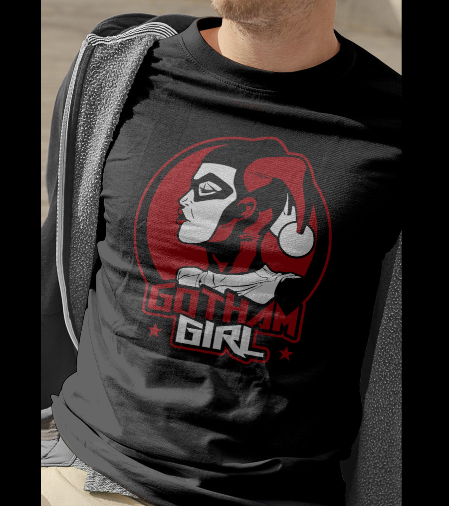 Gotham Girl Red And Black Jester Emblem T-Shirt