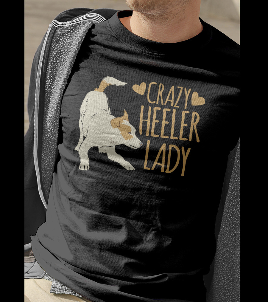 Crazy Heeler Lady With Hearts And Dog T-Shirt