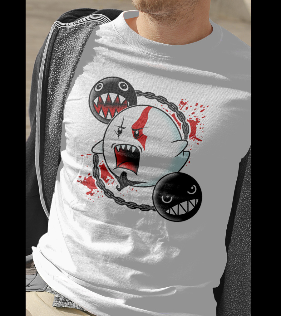 Ghost Of Sparta Boo Meets Chain Chomp Splatter T-Shirt