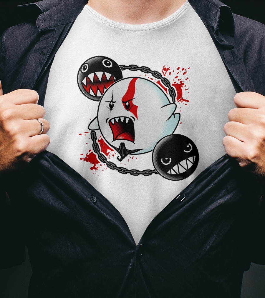 Ghost Of Sparta Boo Meets Chain Chomp Splatter T-Shirt