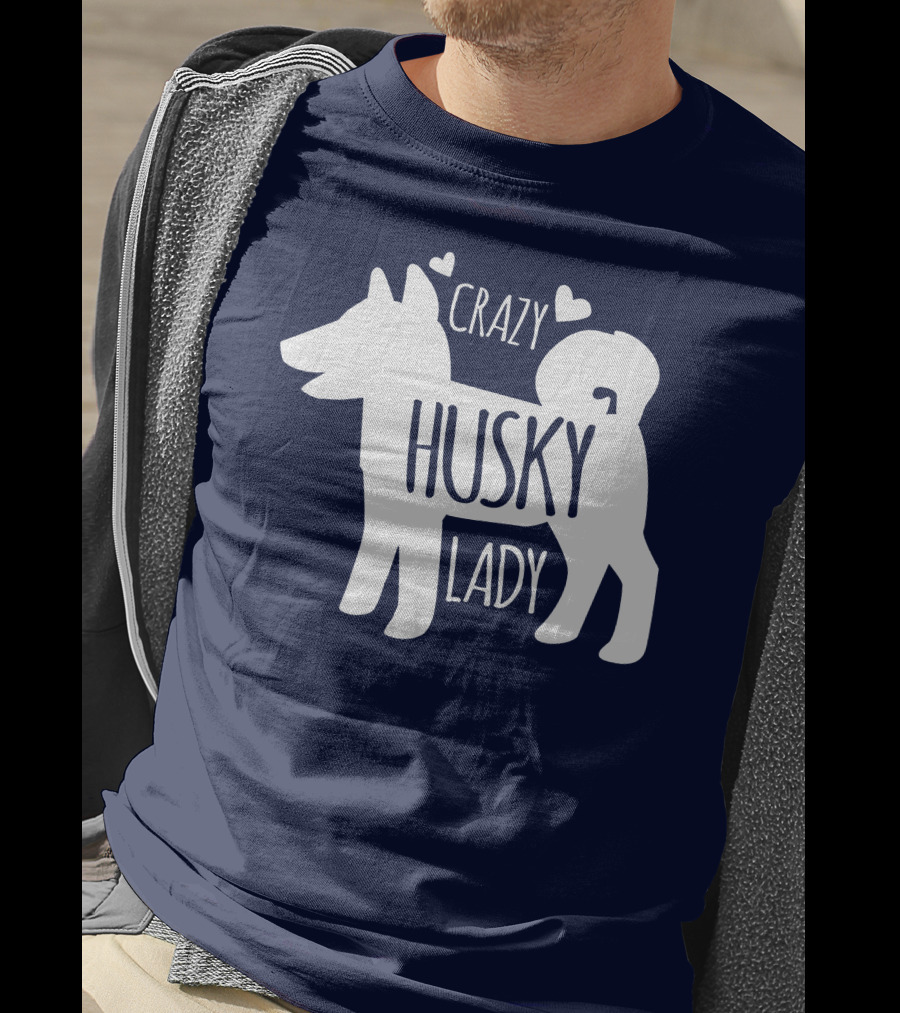 Crazy Husky Lady With Hearts Dog T-Shirt