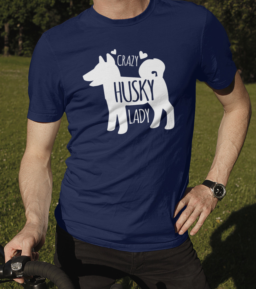 Crazy Husky Lady With Hearts Dog T-Shirt