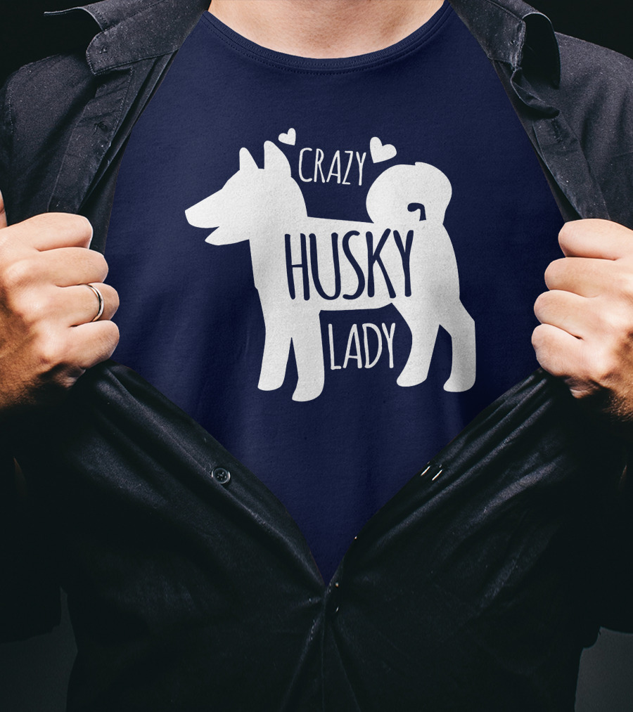 Crazy Husky Lady With Hearts Dog T-Shirt