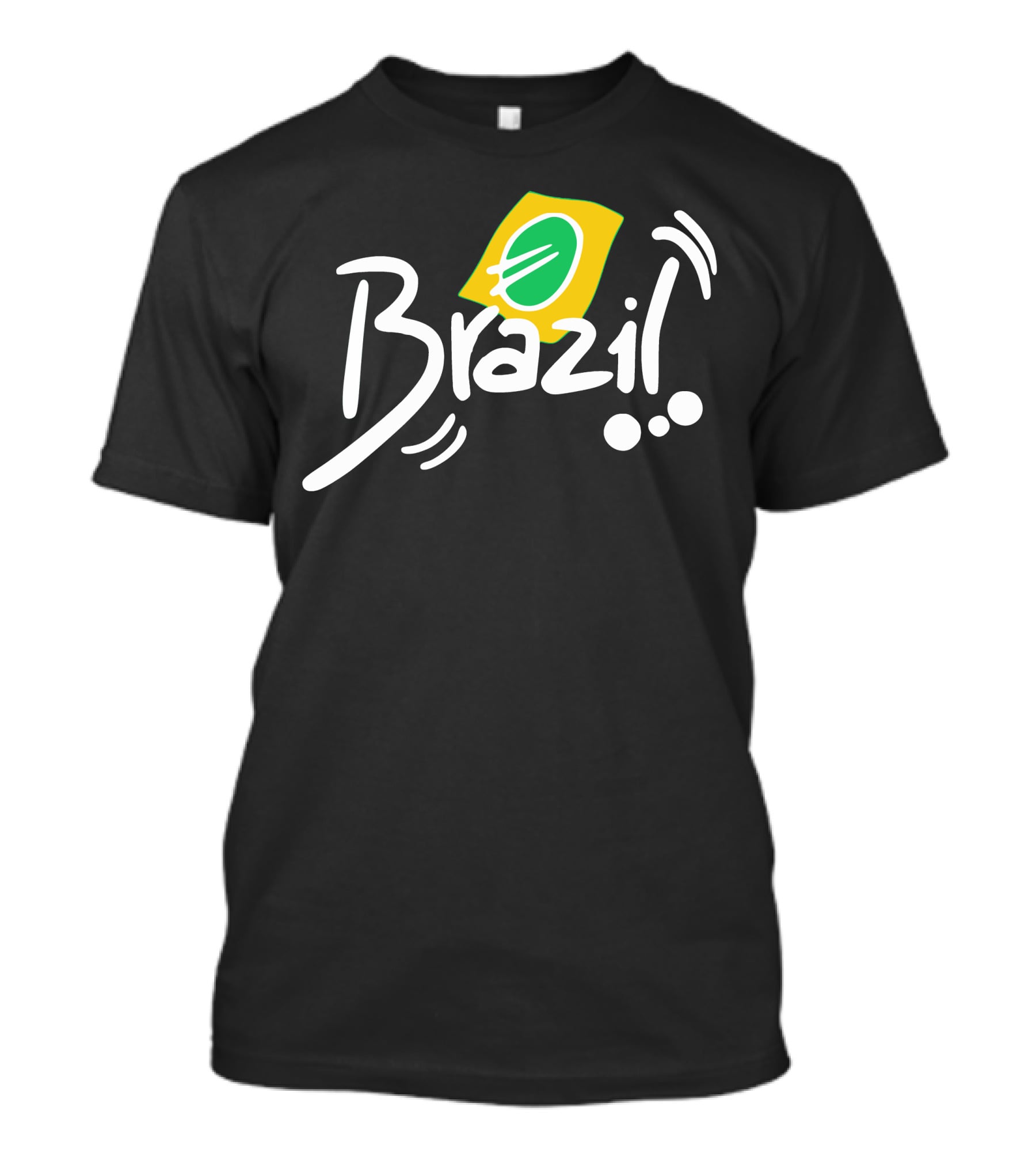 Brazil Text With Iconic Flag Colors And Soccer Ball Elements T-Shirt