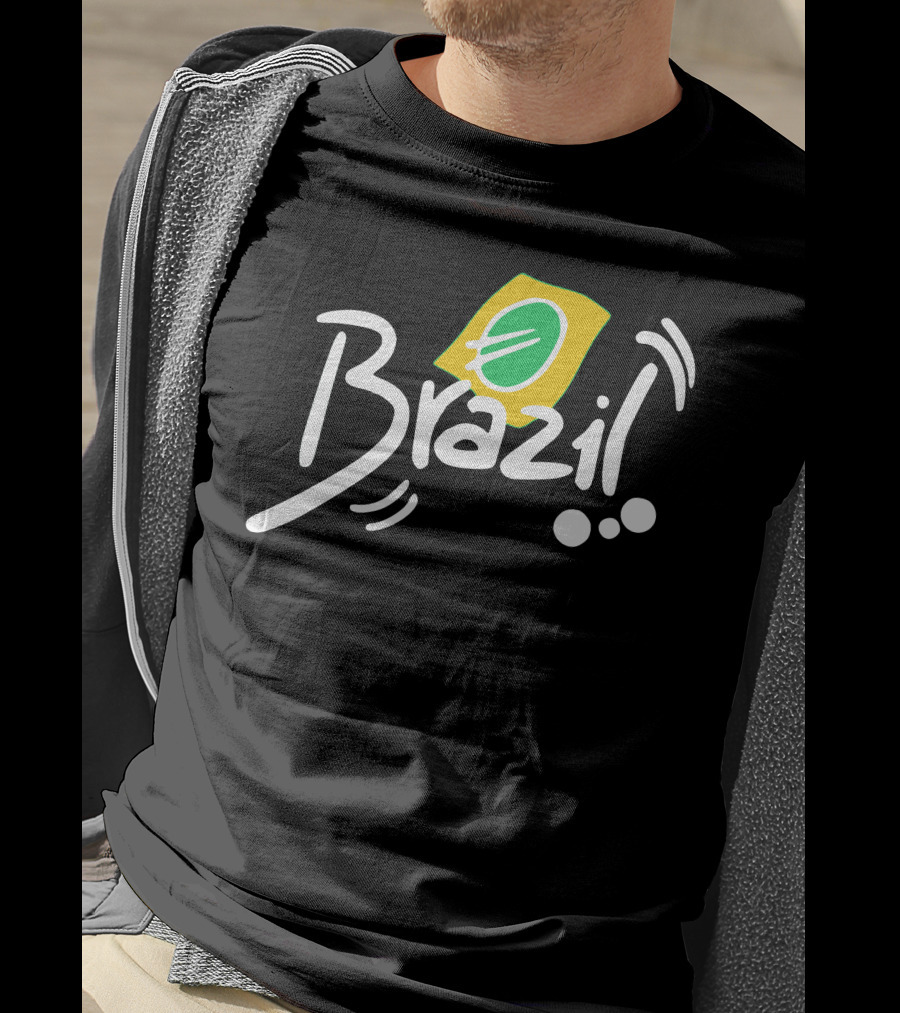 Brazil Text With Iconic Flag Colors And Soccer Ball Elements T-Shirt