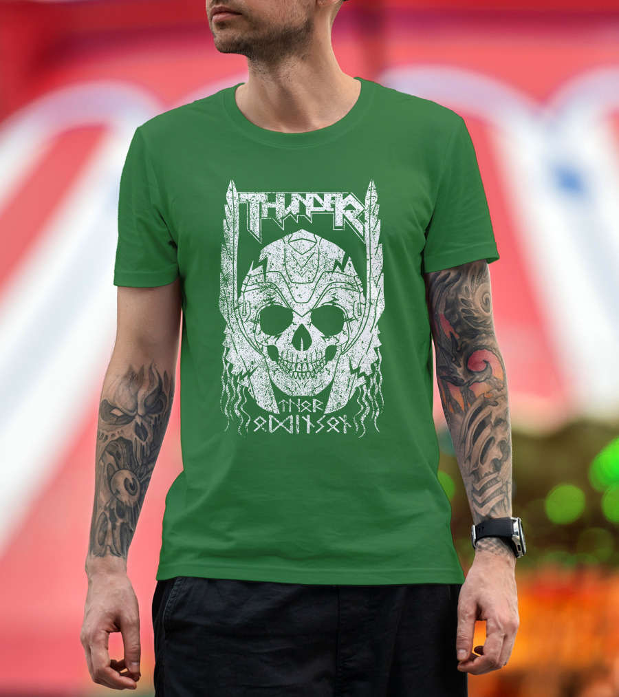 THUNDER Thor Odin Son Skull T-Shirt