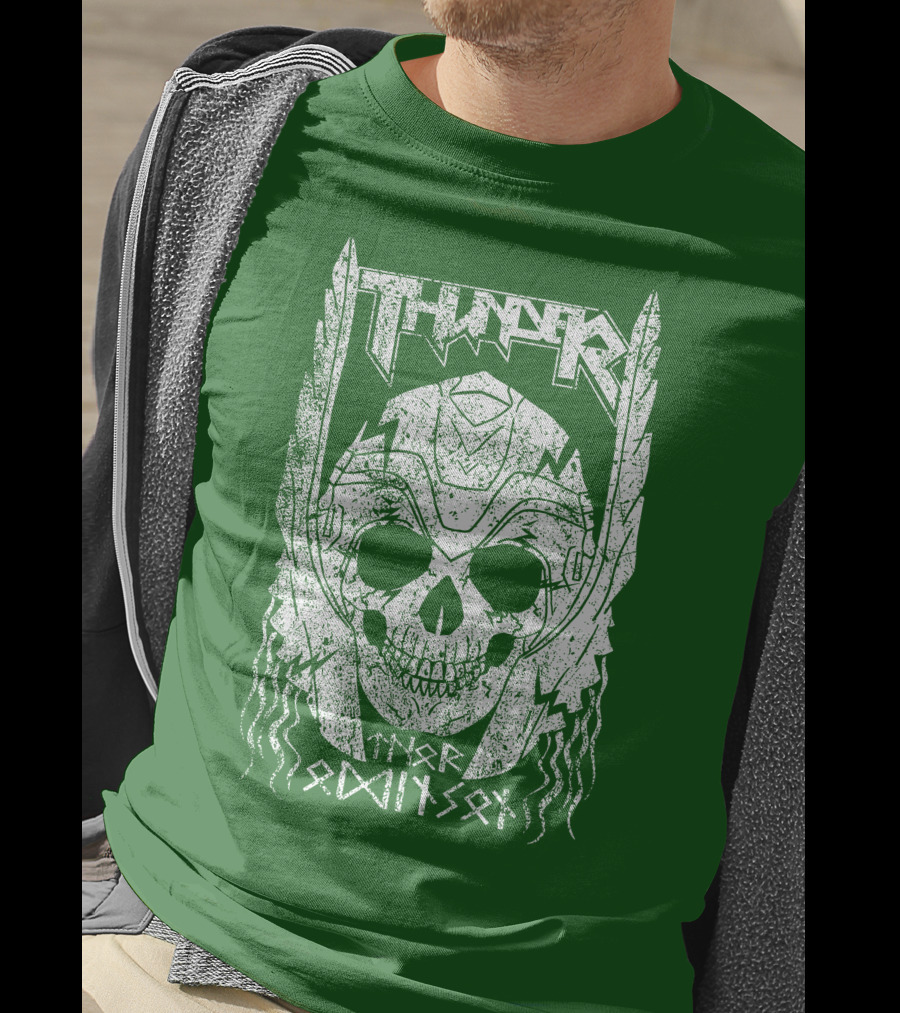 THUNDER Thor Odin Son Skull T-Shirt