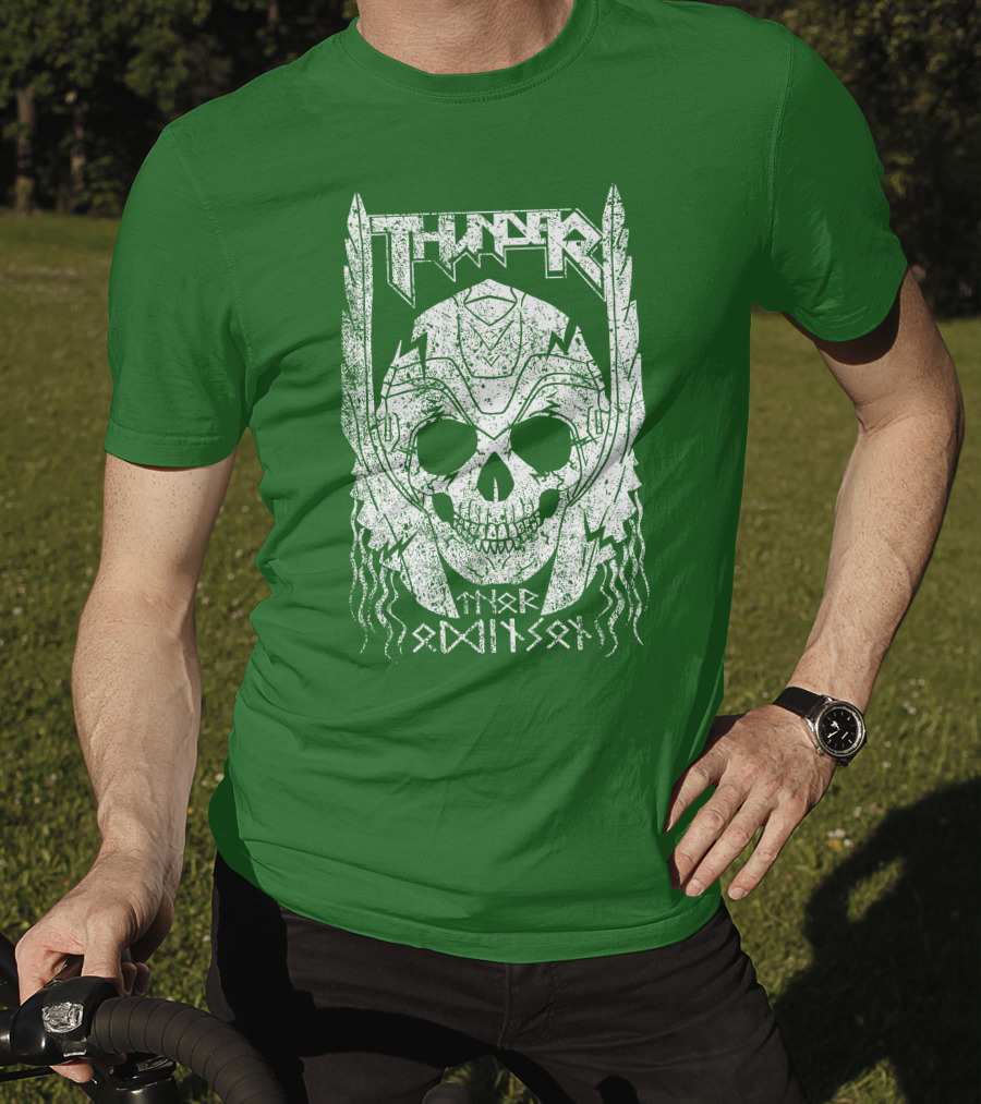 THUNDER Thor Odin Son Skull T-Shirt