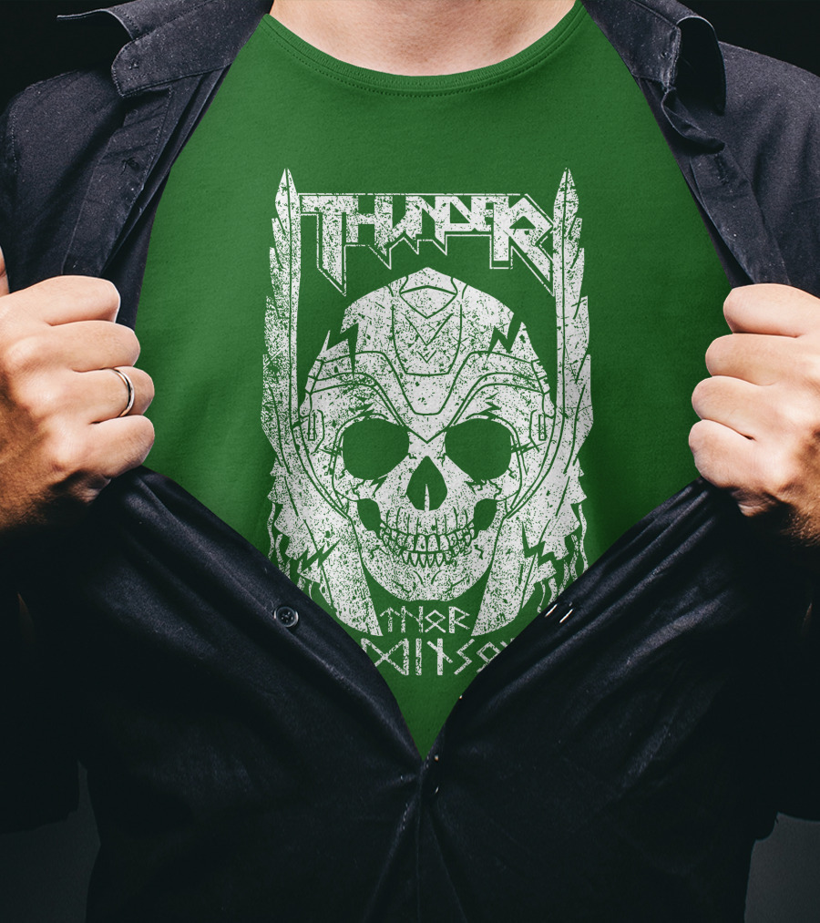 THUNDER Thor Odin Son Skull T-Shirt