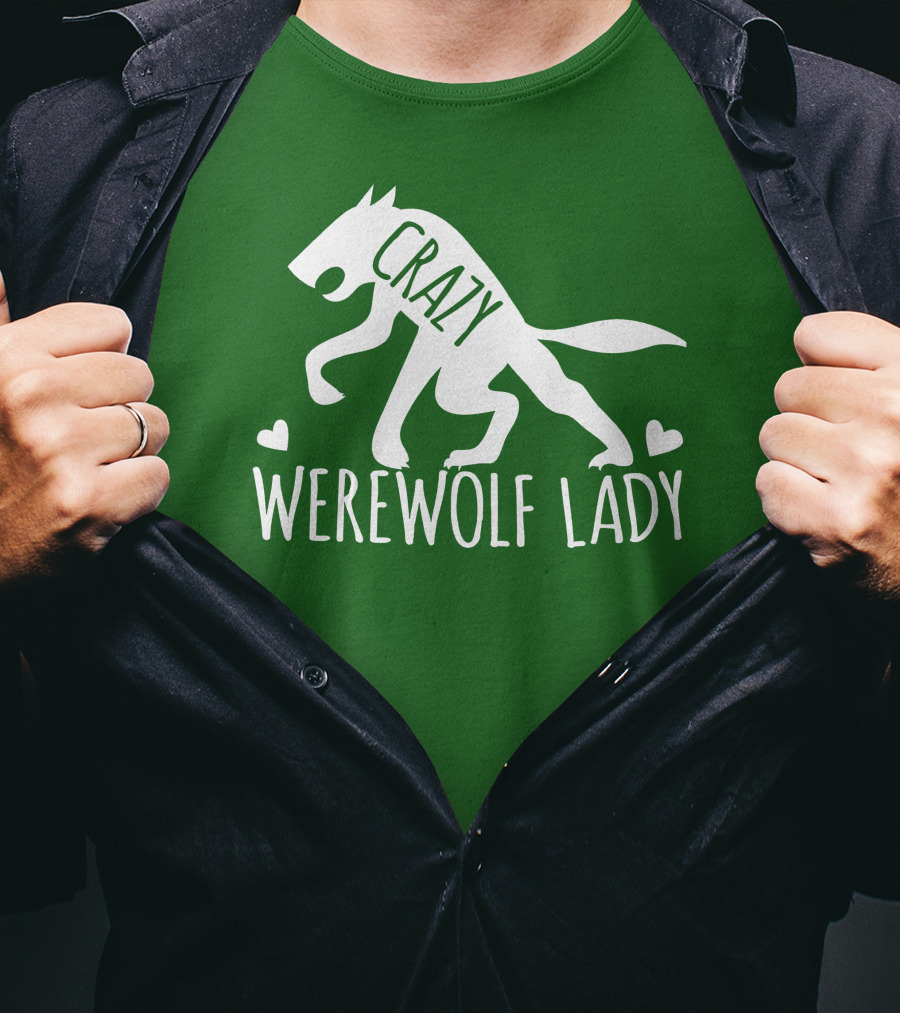 Crazy Werewolf Lady Hearts T-Shirt