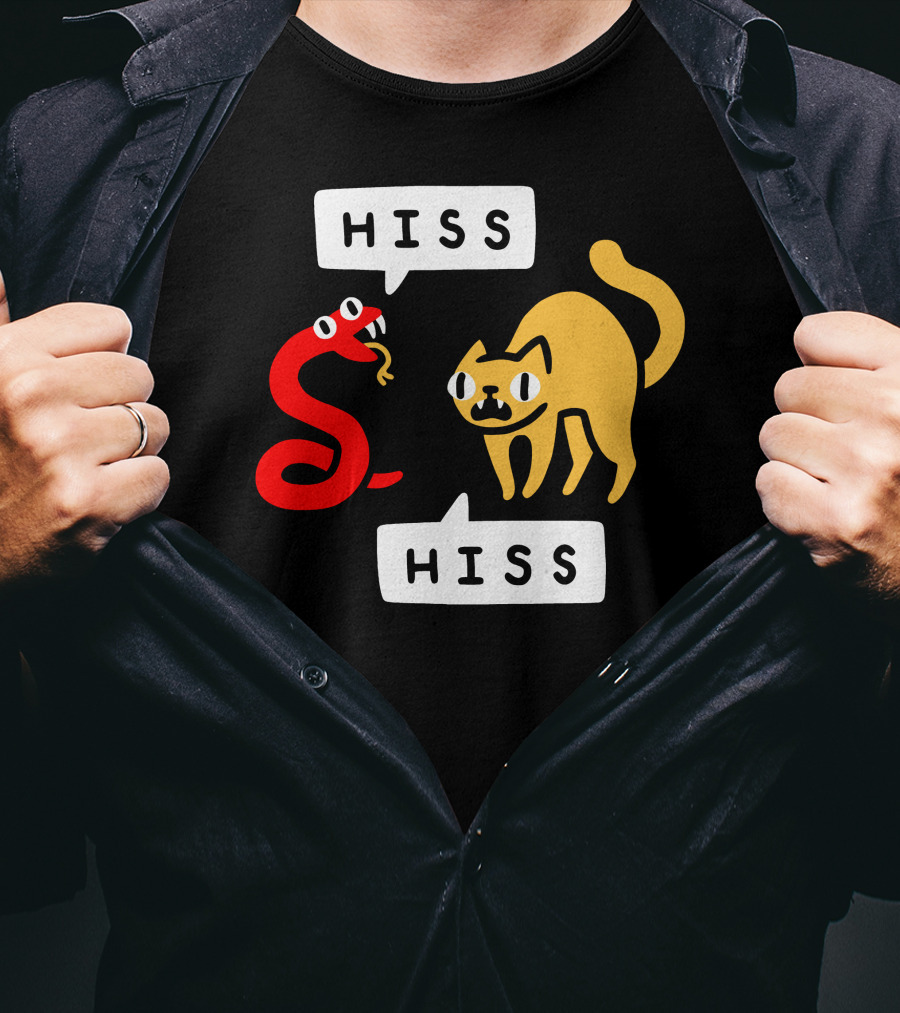 Hissy Fit Hiss Snake And Cat Conversation T-Shirt