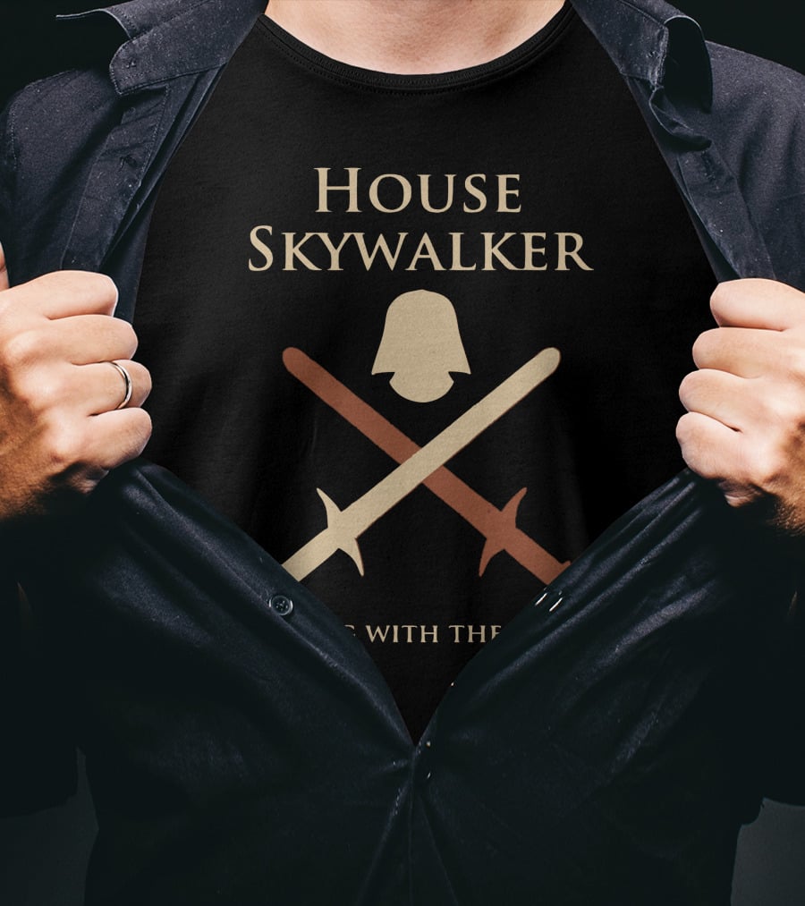 House Skywalker Strong With The Force Lightsaber Helmet Emblem T-Shirt