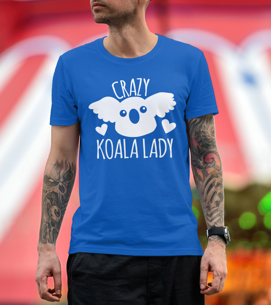 Crazy Koala Lady Cute Heart Accents T-Shirt