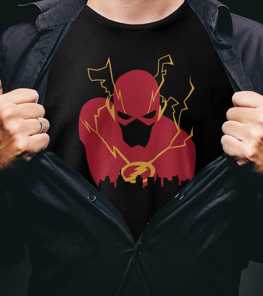 I Protect This City Flash Inspired Lightning Hero Skyline T-Shirt