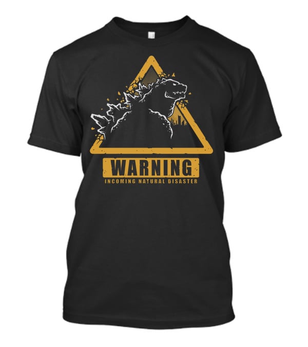 Warning Incoming Natural Disaster Triangle Monster Outline T-Shirt
