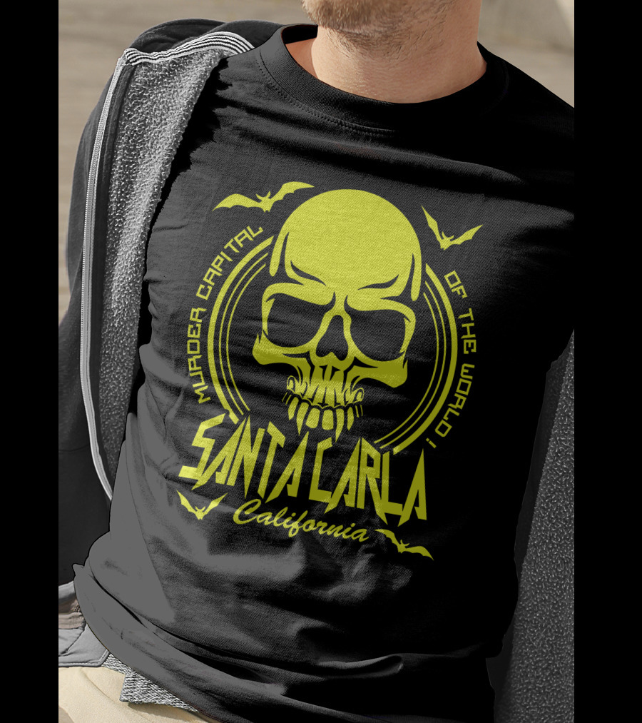 Santa Carla California Murder Capital Of The World Skull Bats T-Shirt