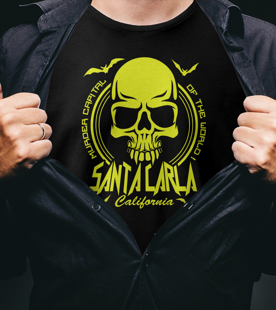 Santa Carla California Murder Capital Of The World Skull Bats T-Shirt