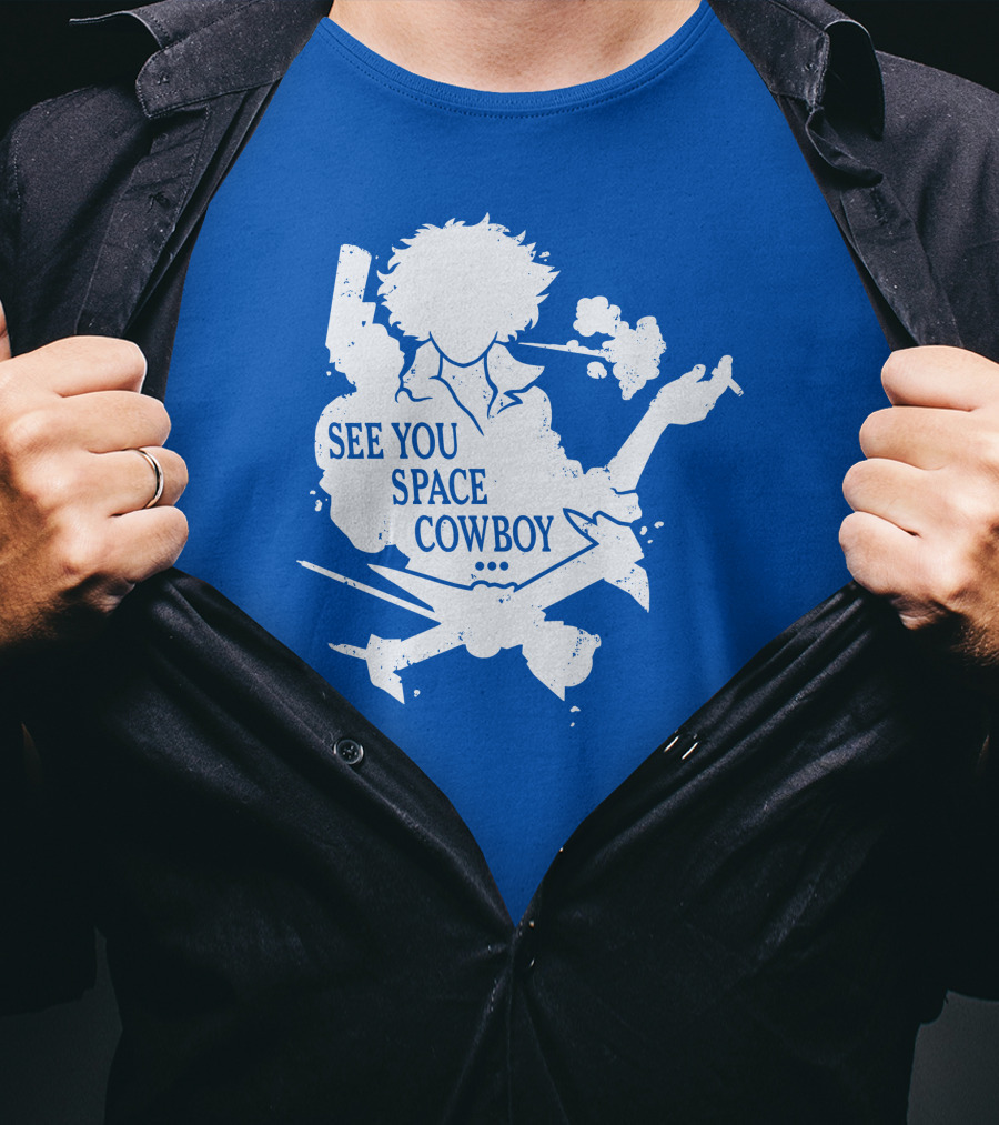 SEE YOU SPACE COWBOY Spike Silhouette Smoking Scene T-Shirt