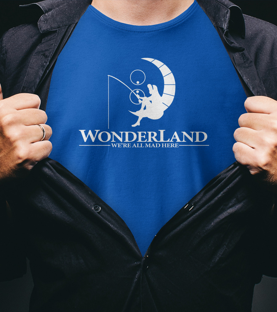 Wonderland We're All Mad Here Moon Fishing T-Shirt
