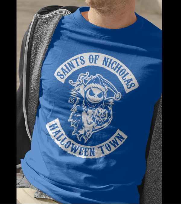Saints Of Nicholas Halloween Town Jack Skellington Santa Crossover T-Shirt