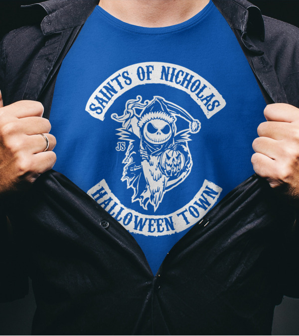 Saints Of Nicholas Halloween Town Jack Skellington Santa Crossover T-Shirt