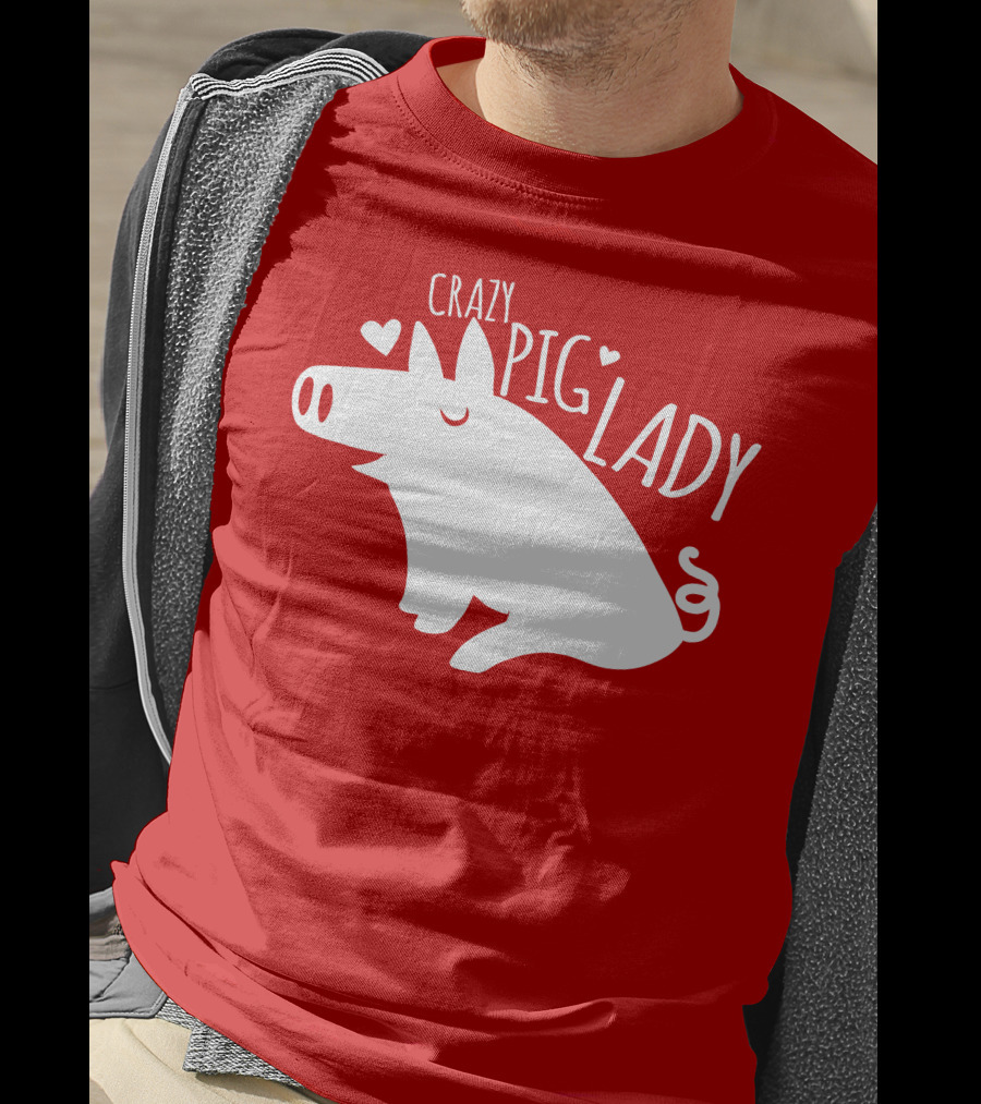 CRAZY PIG LADY Cute Hearts T-Shirt