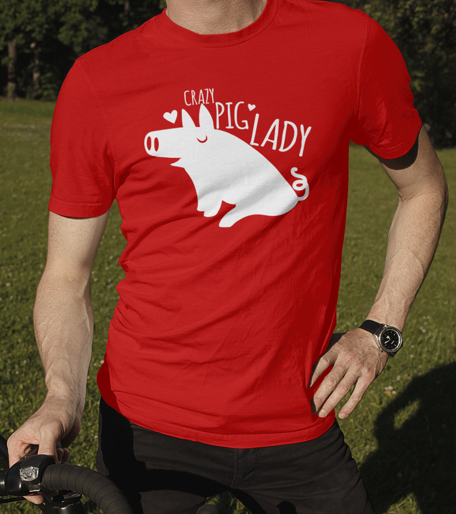 CRAZY PIG LADY Cute Hearts T-Shirt