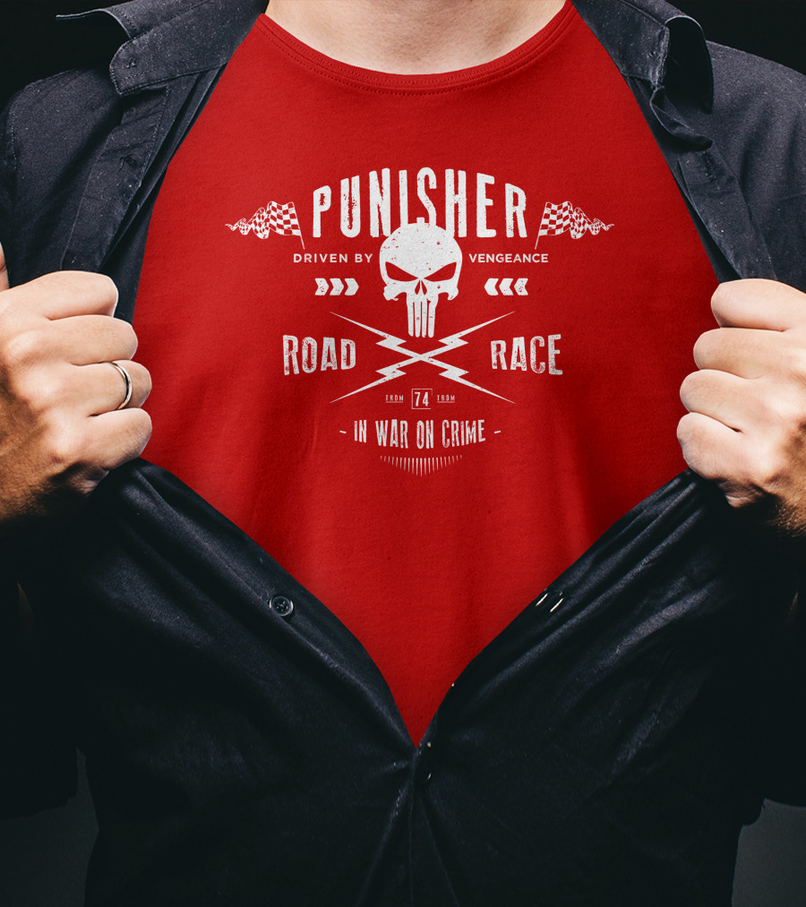 Punisher Driven By Vengeance Road Race In War On Crime T-Shirt