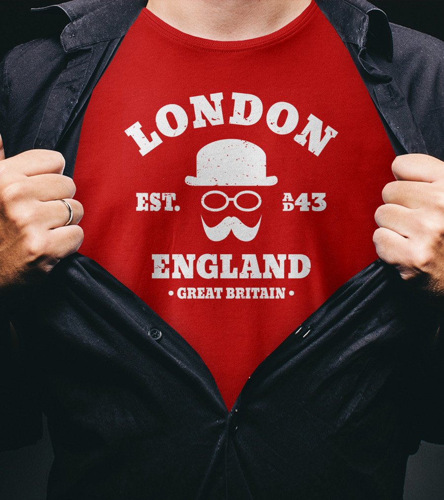 London England Est. AD 43 Great Britain Hipster Bowler Hat T-Shirt