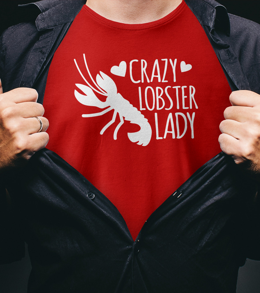 Crazy Lobster Lady With Hearts T-Shirt