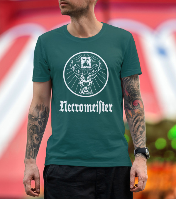 Premium T-Shirt: Necromeister Deer Antlers Sunburst Skull T-Shirt Necromeister Deer Antlers Sunburst Skull T-Shirt