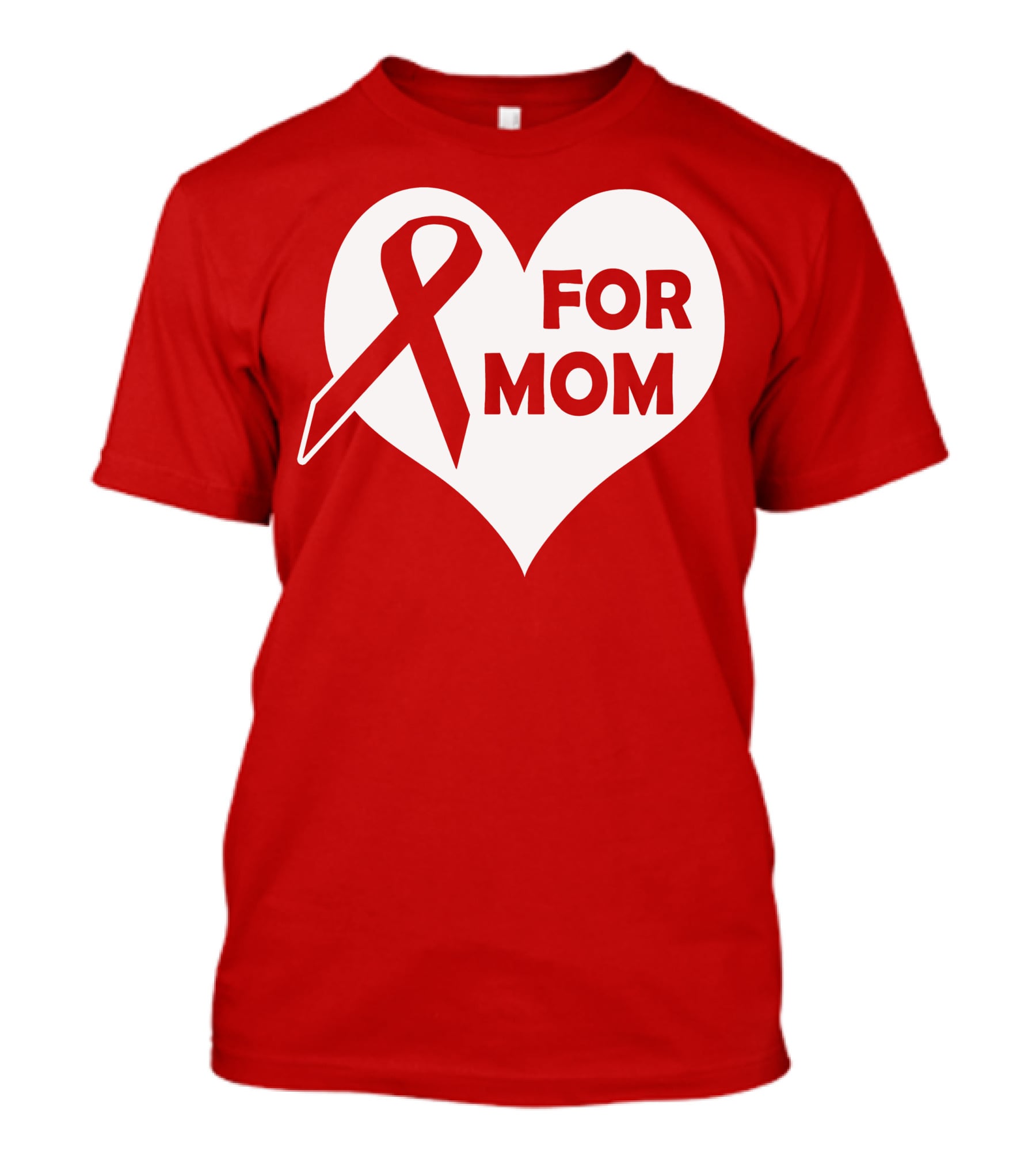 For Mom Red Ribbon Awareness Heart T-Shirt