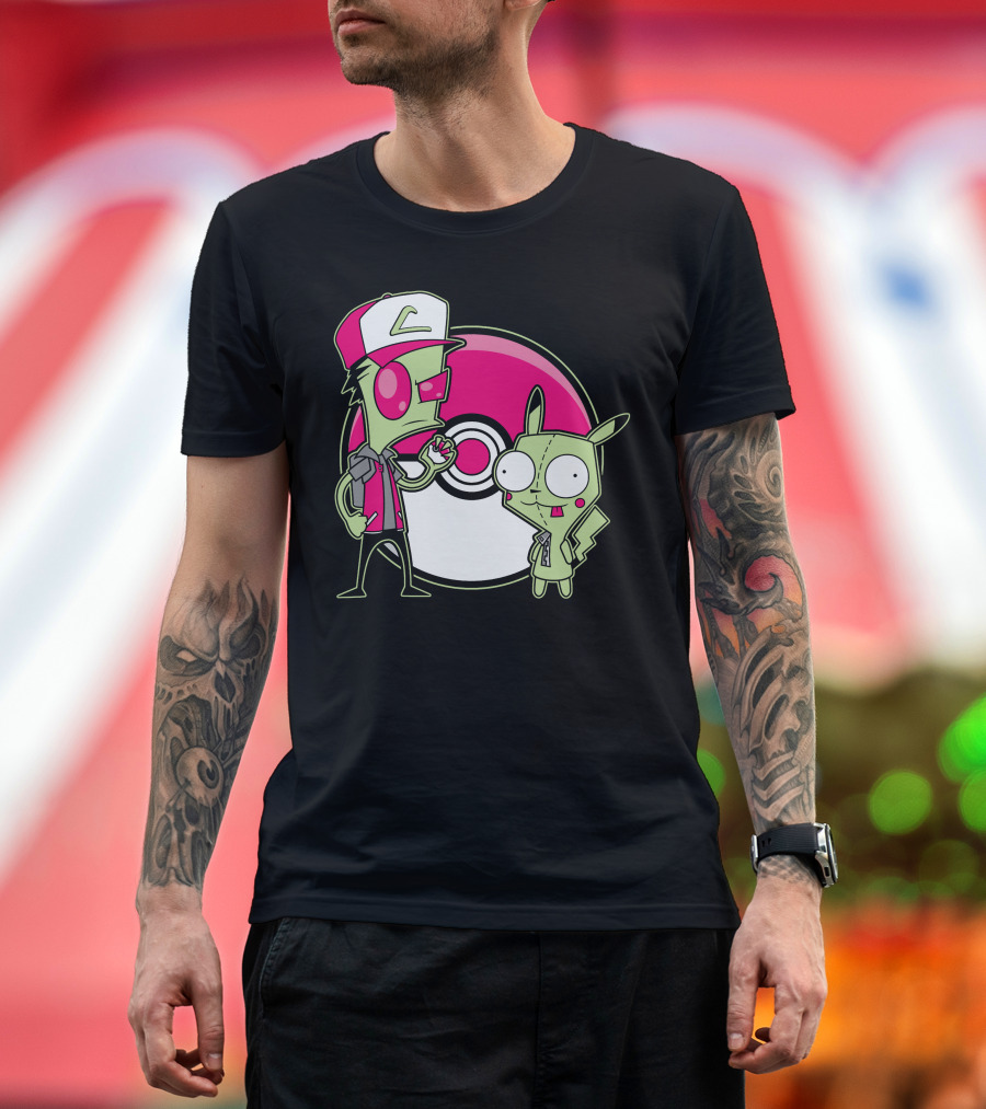Invader Zim Gir Pikachu Pokemon Trainer Mashup T-Shirt