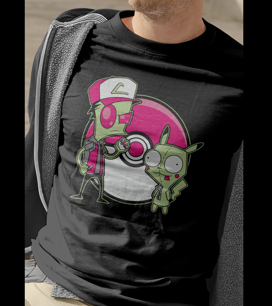 Invader Zim Gir Pikachu Pokemon Trainer Mashup T-Shirt