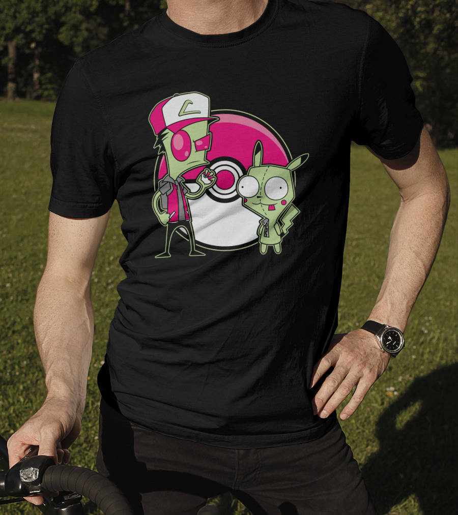 Invader Zim Gir Pikachu Pokemon Trainer Mashup T-Shirt